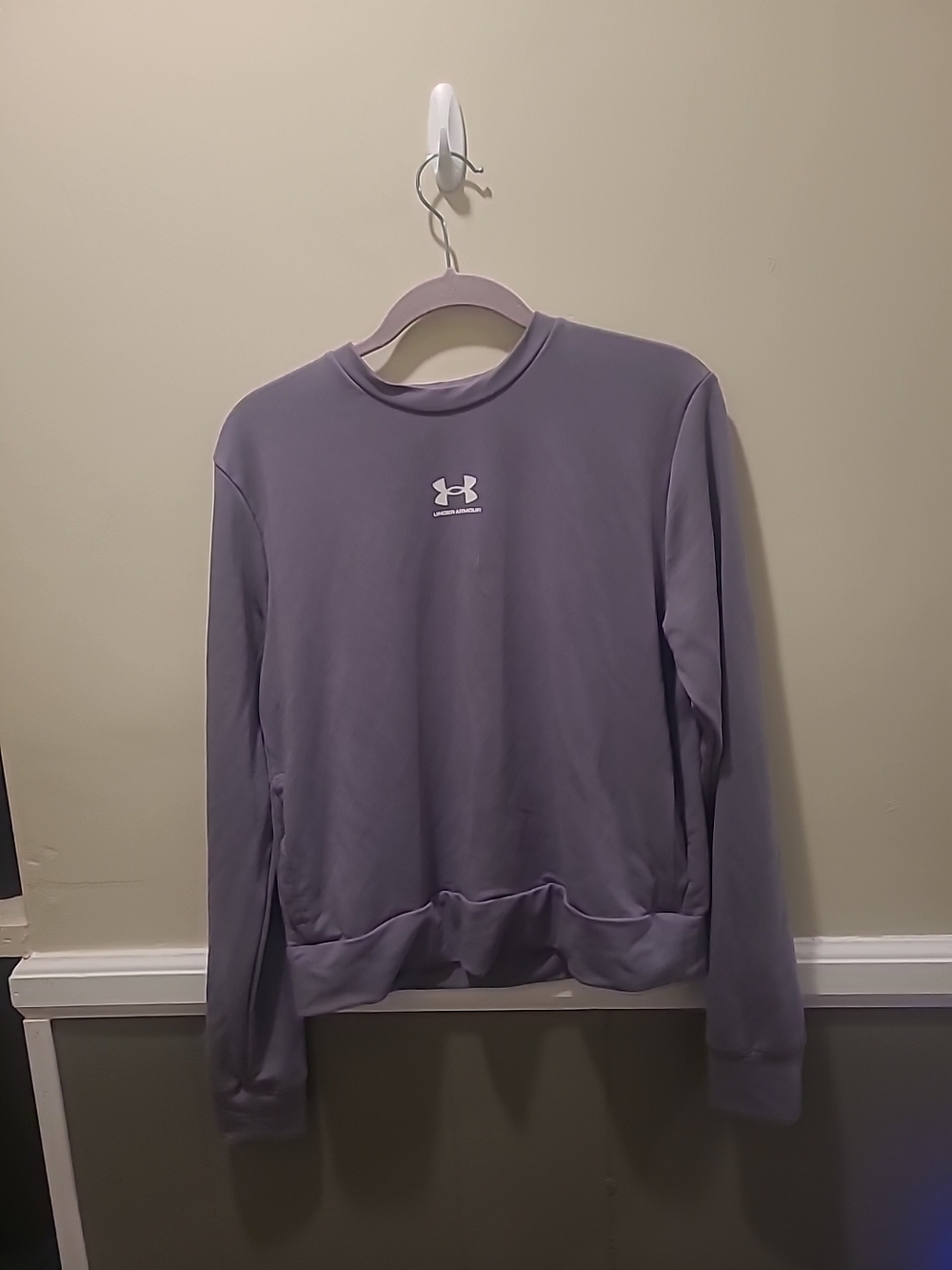 Women’s Under Armour Rival Terry Crew Long Sleeve Shirt Lavender Purple Small